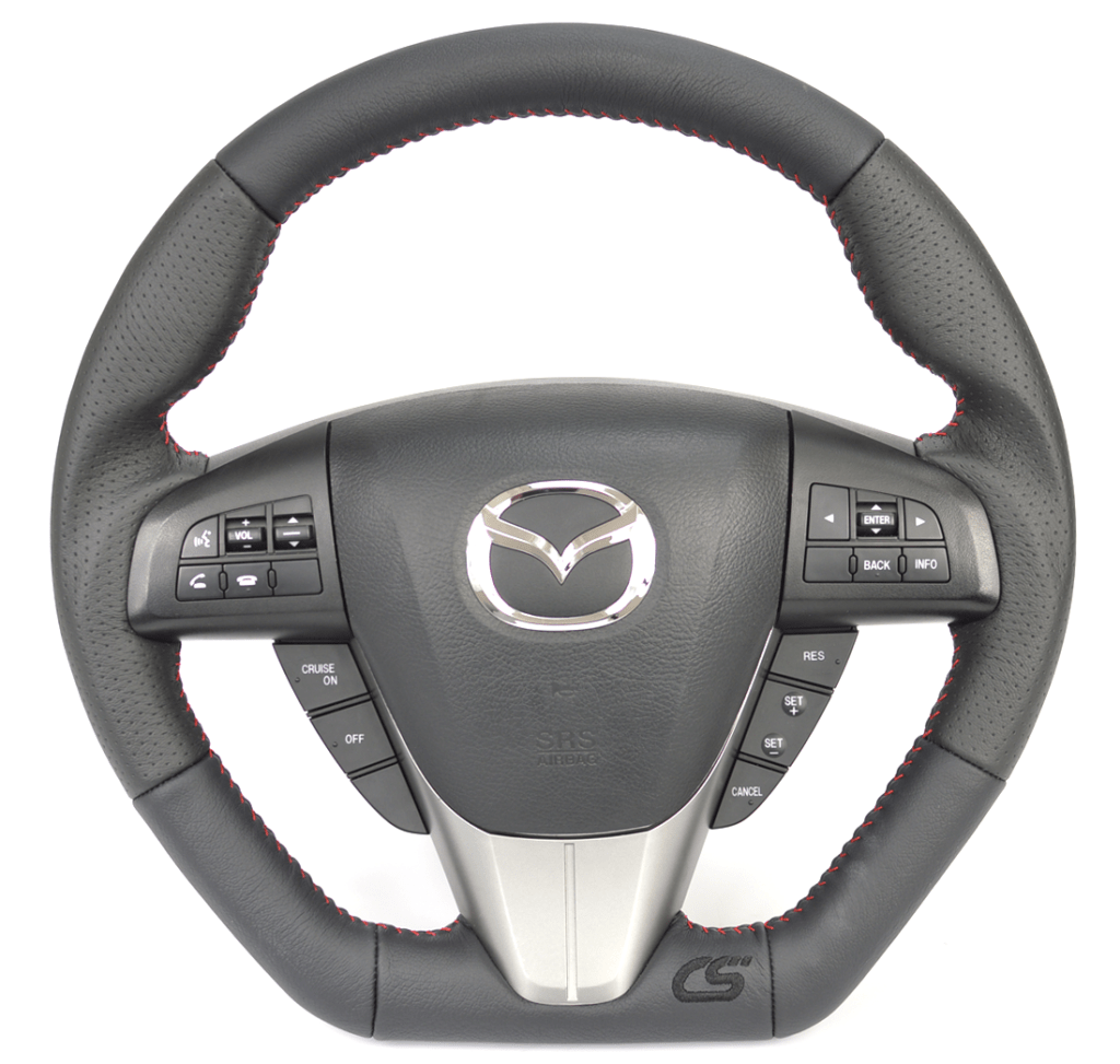 Steering wheel upgrade for the 2010-2013 Mazdaspeed 3 and Mazda 3. 